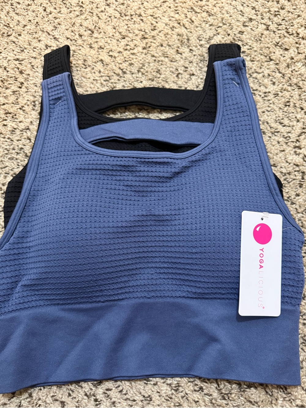 NWT Yogalicious Waffle Seamless Melanie Sports Bras 2 Pack L
